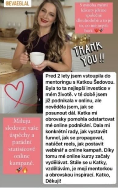 Reference, mentoring a online kampaně s Katkou